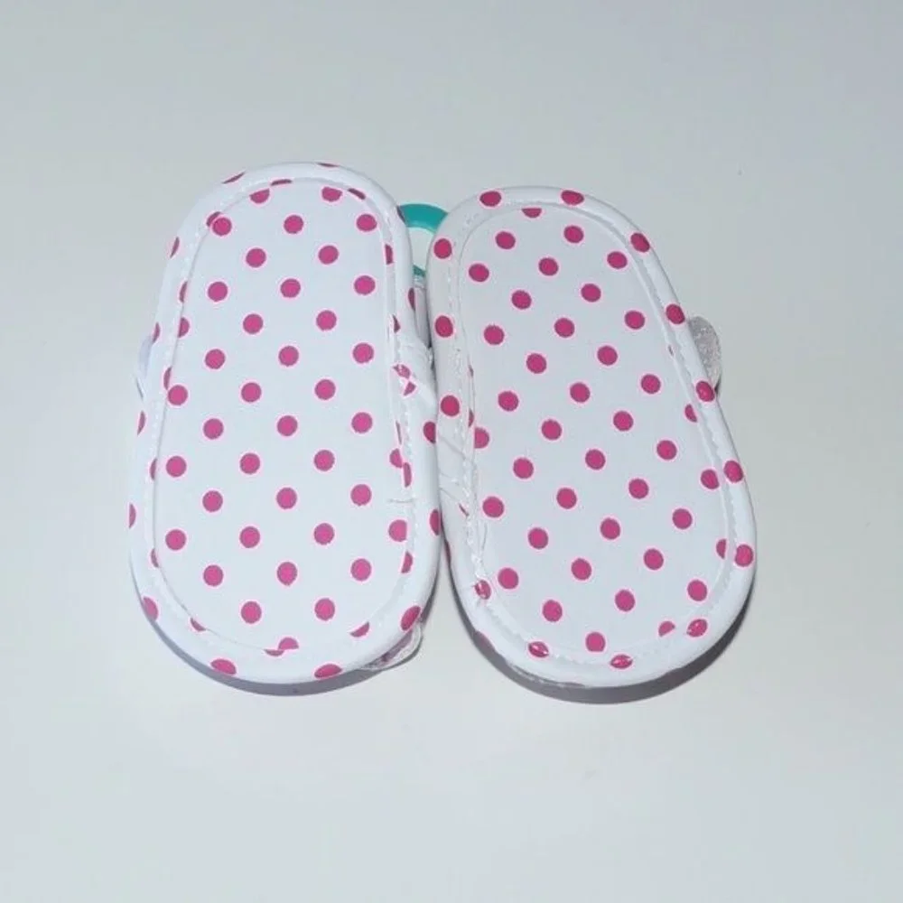 Roxy Baby Girl White and Pink Polka Dot Sandals